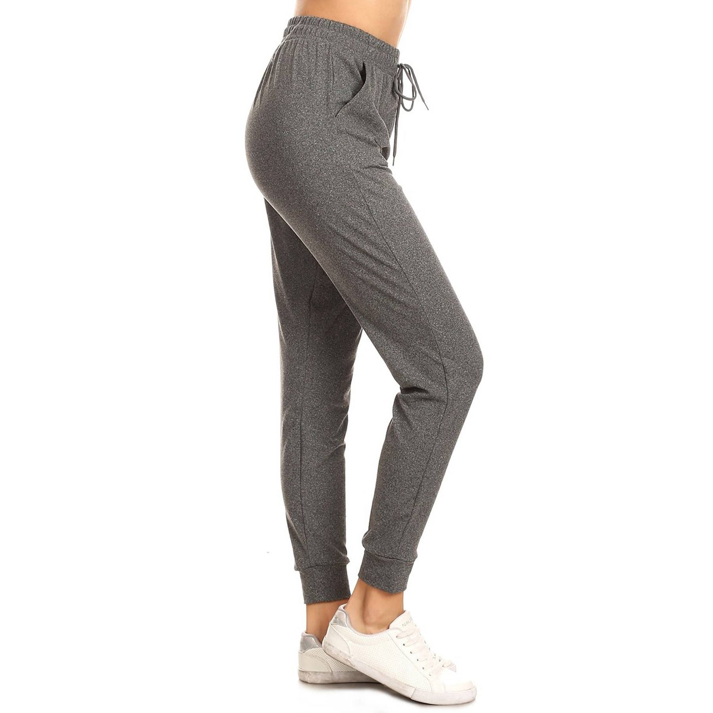 Gray Solid Joggers with Drawstring