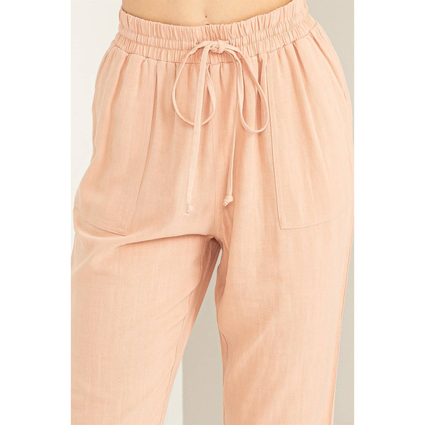 Peach Linen Drawstring Joggers