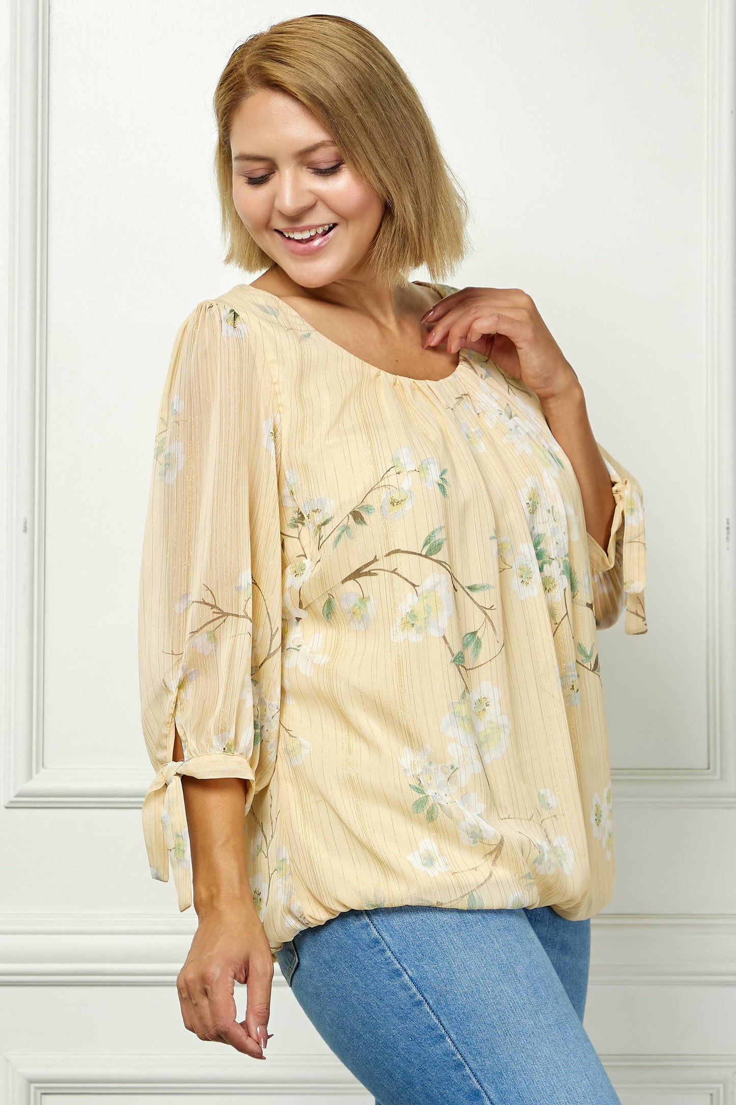 PLUS SIZE YELLOW CHIFFON BLOUSE