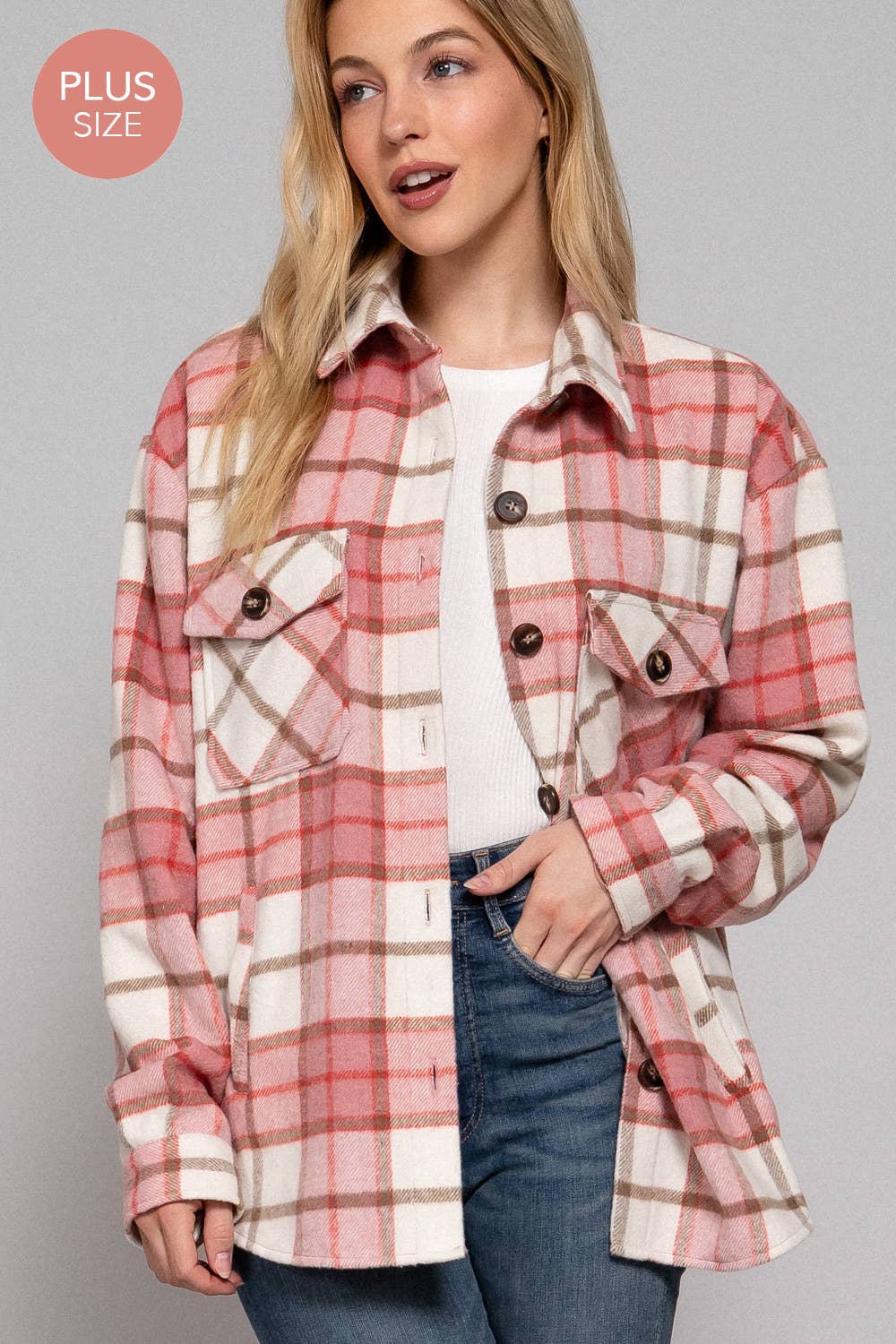 Plus size brown shacket
