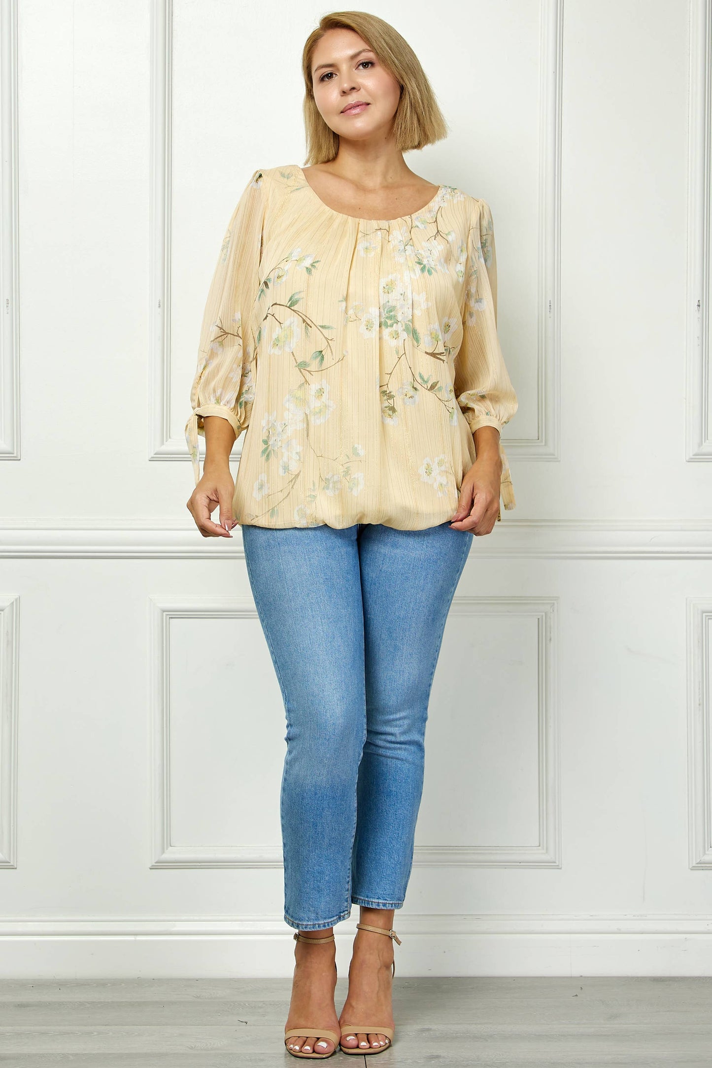 PLUS SIZE YELLOW CHIFFON BLOUSE