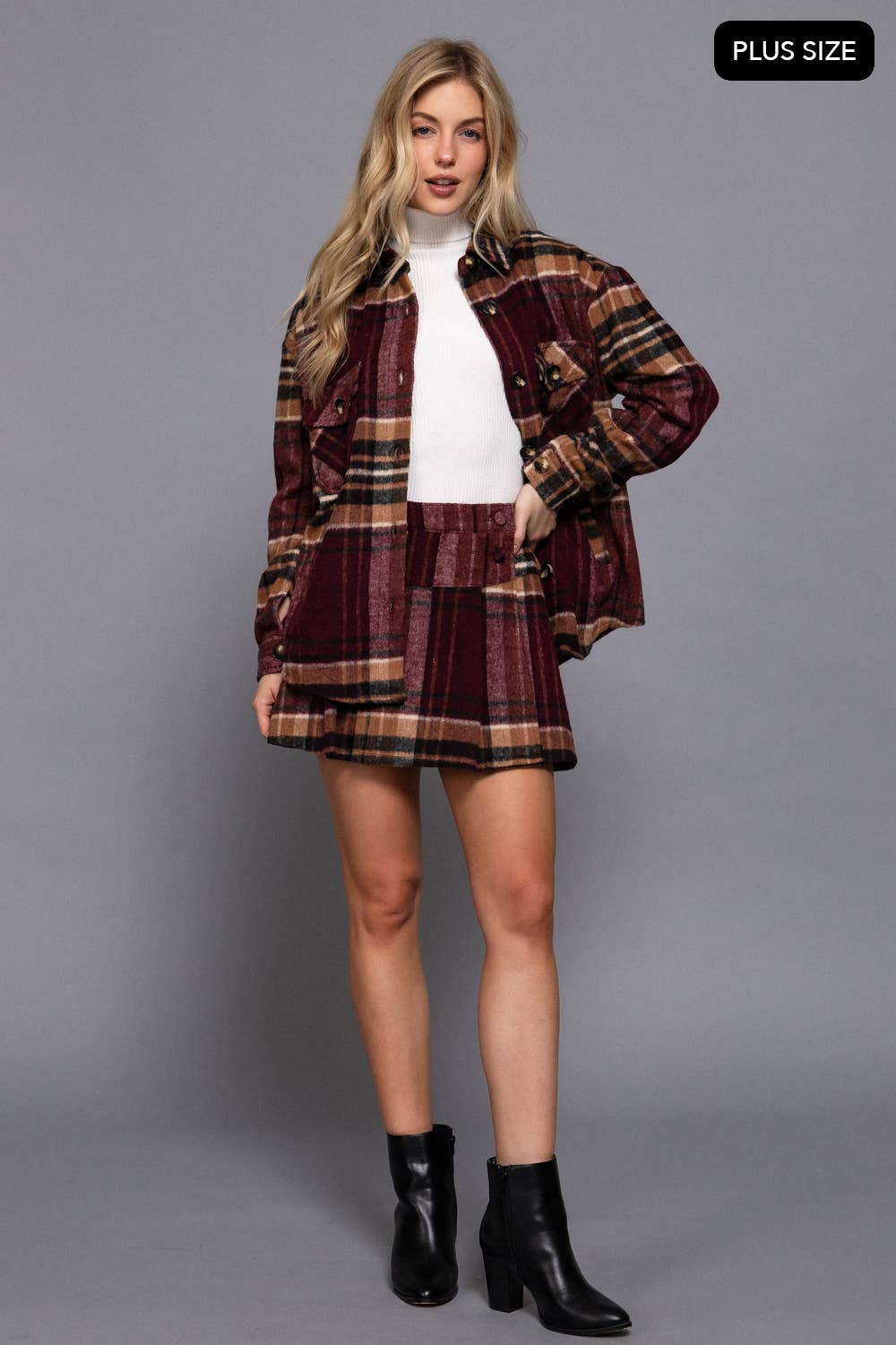 Plus size brown shacket