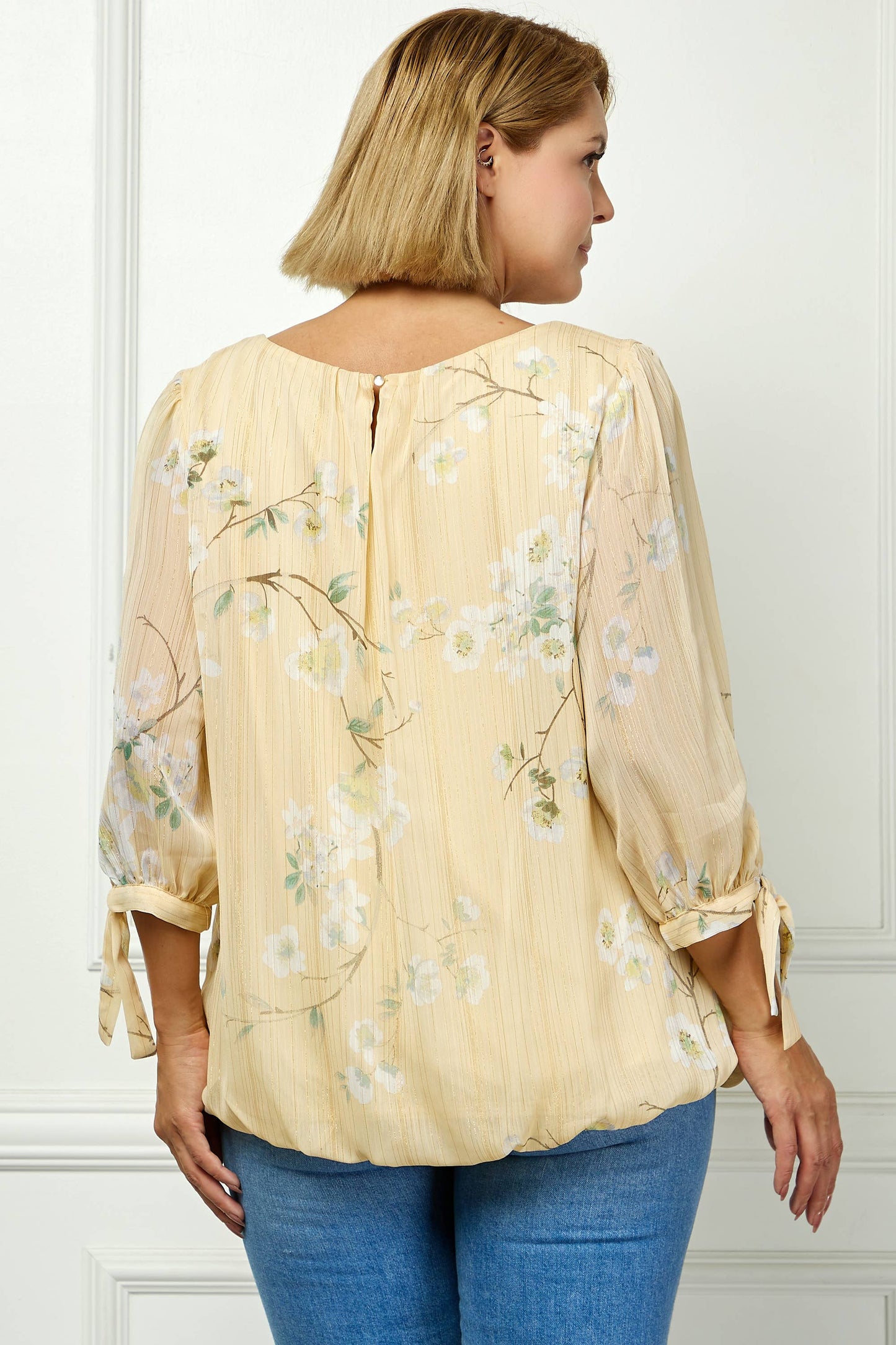 PLUS SIZE YELLOW CHIFFON BLOUSE