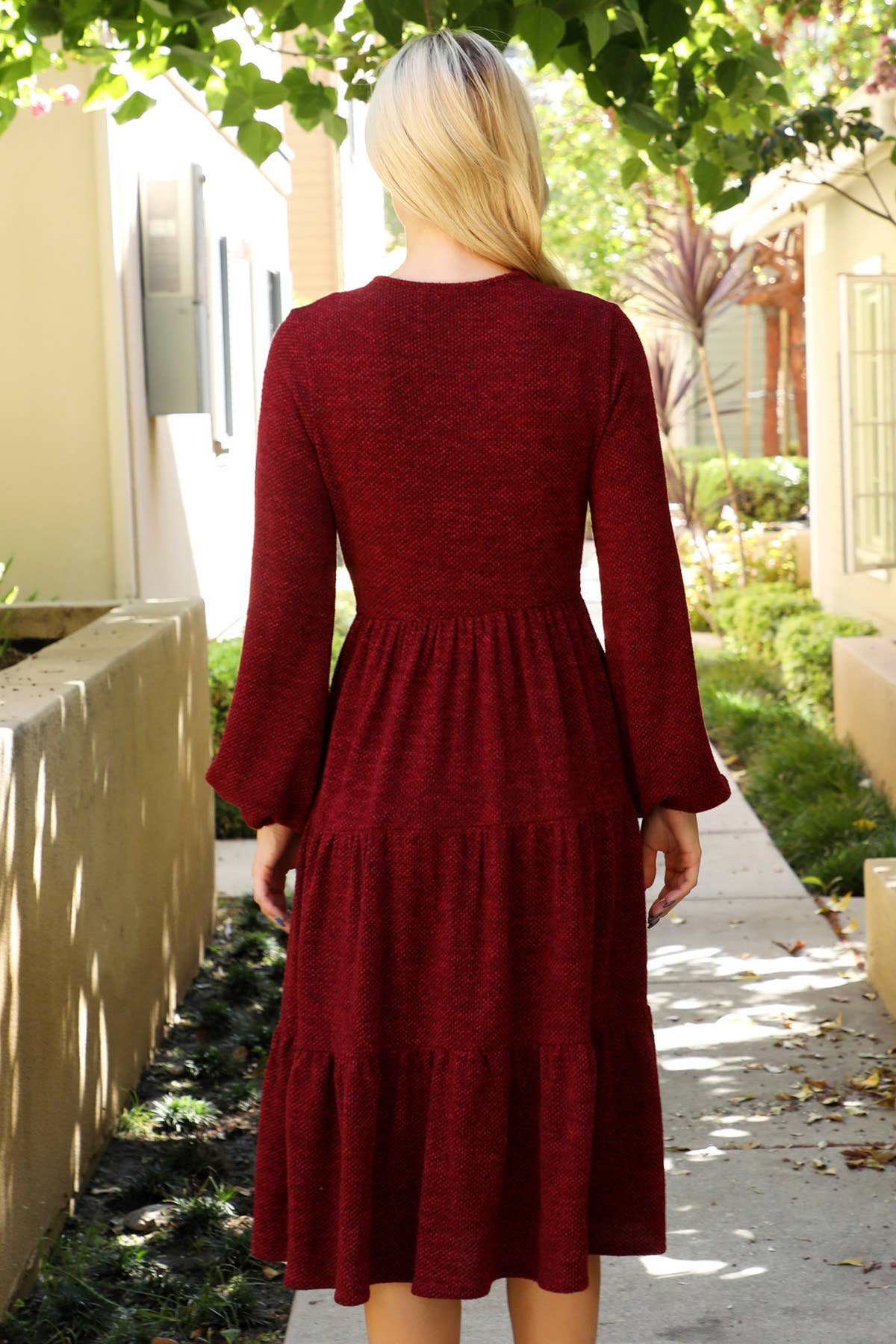 Mocha LONG PUFF SLEEVE dress