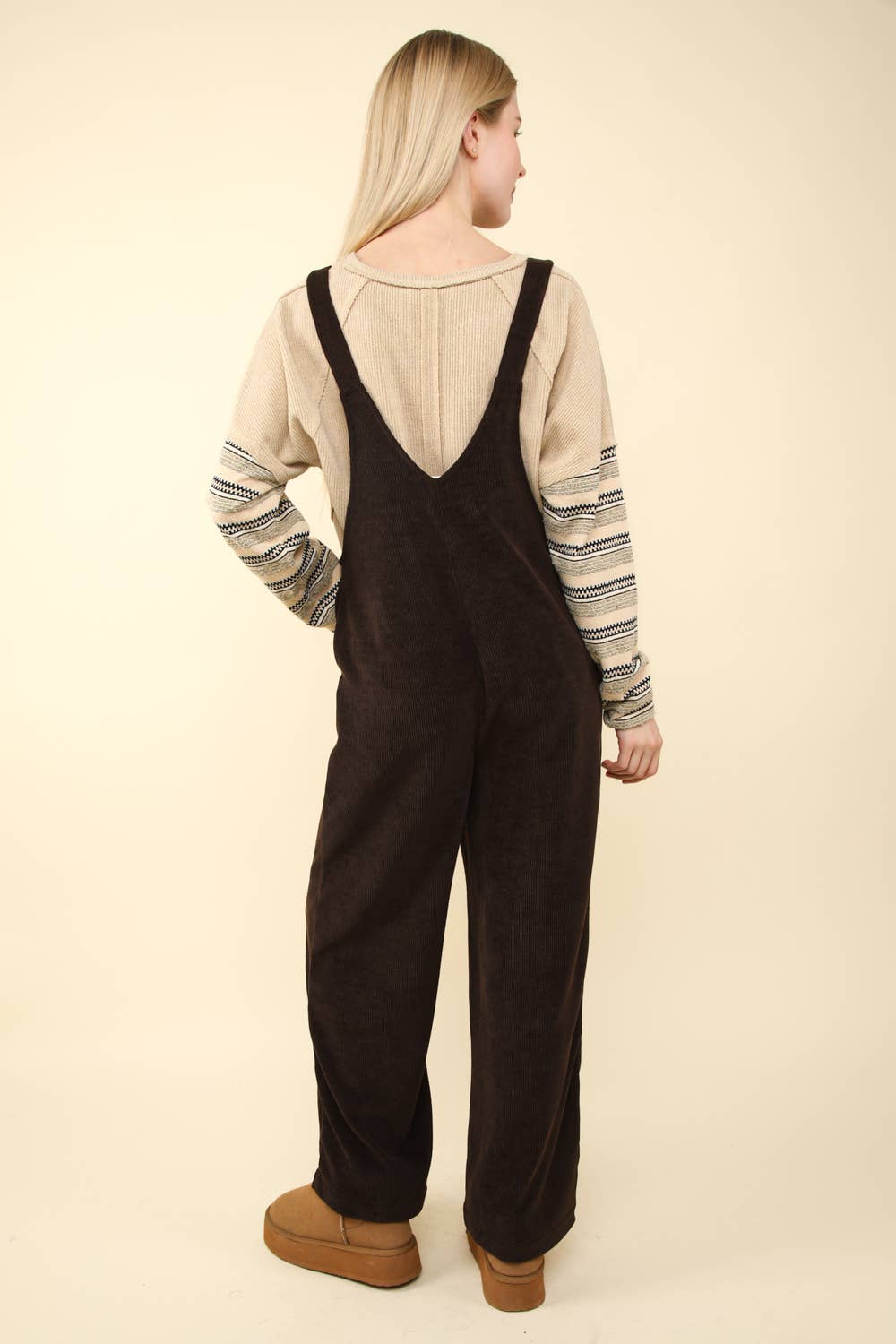 Brown Corduroy Overall Jumpsuit: