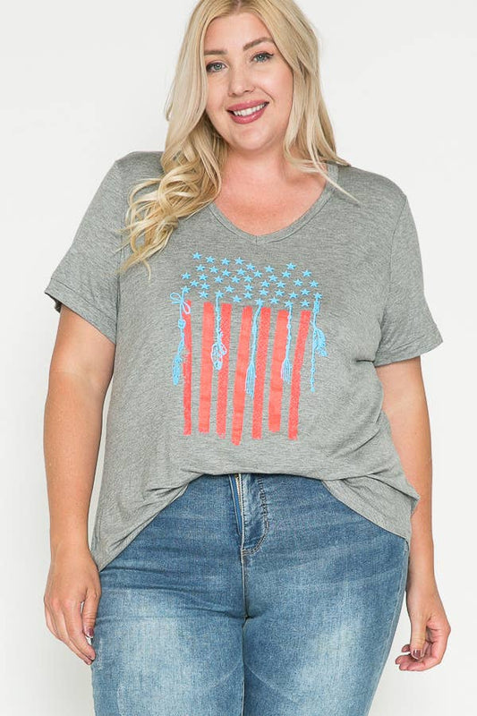 Plus Size U.S. Flag Graphic T