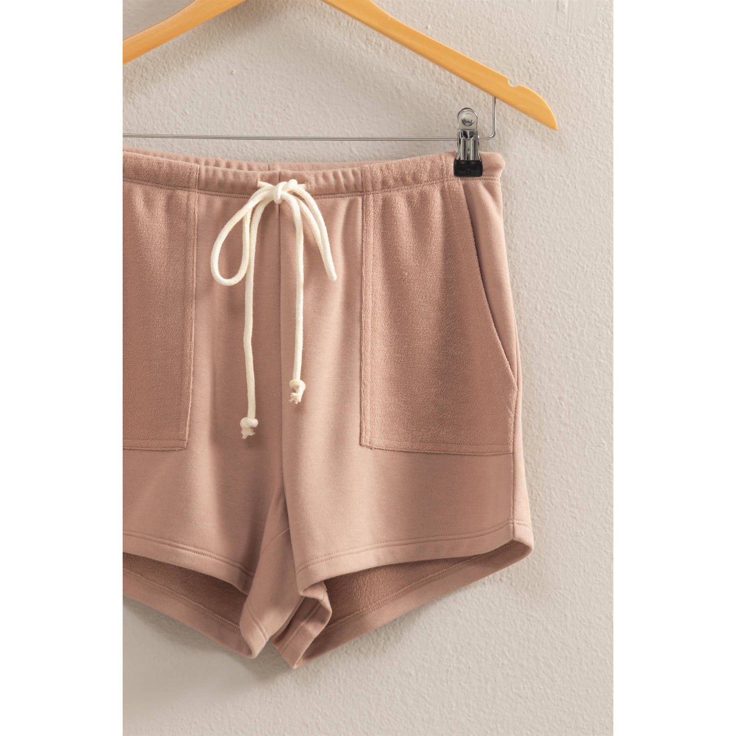 Taupe Comfy Mid-Waist Drawstring Shorts