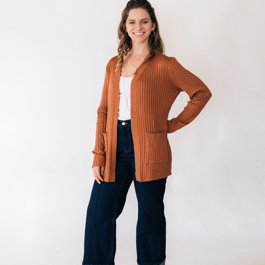 Camel Pocketed Cardigan - Women