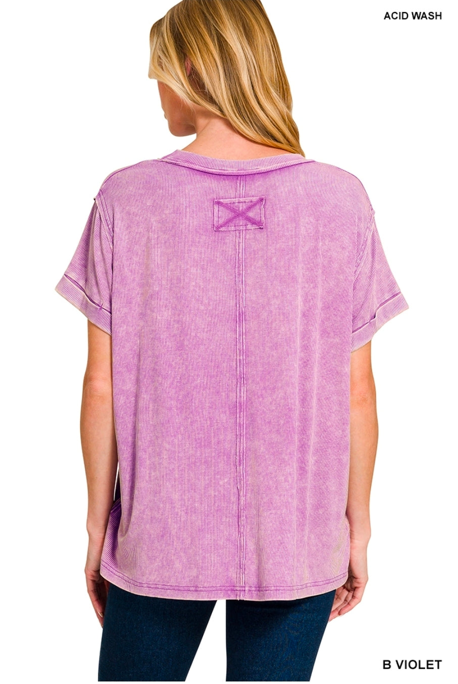 Violet ribbed cuffed top