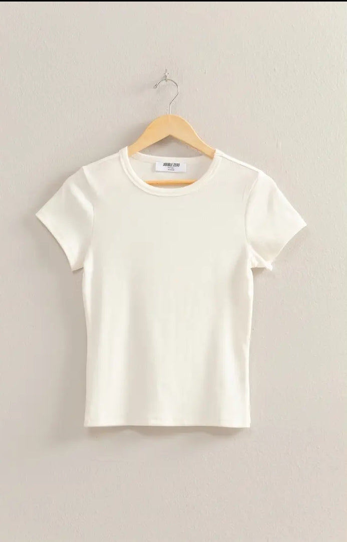 Cream ribbed tee
