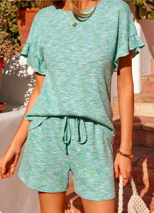 Jade textured short set
