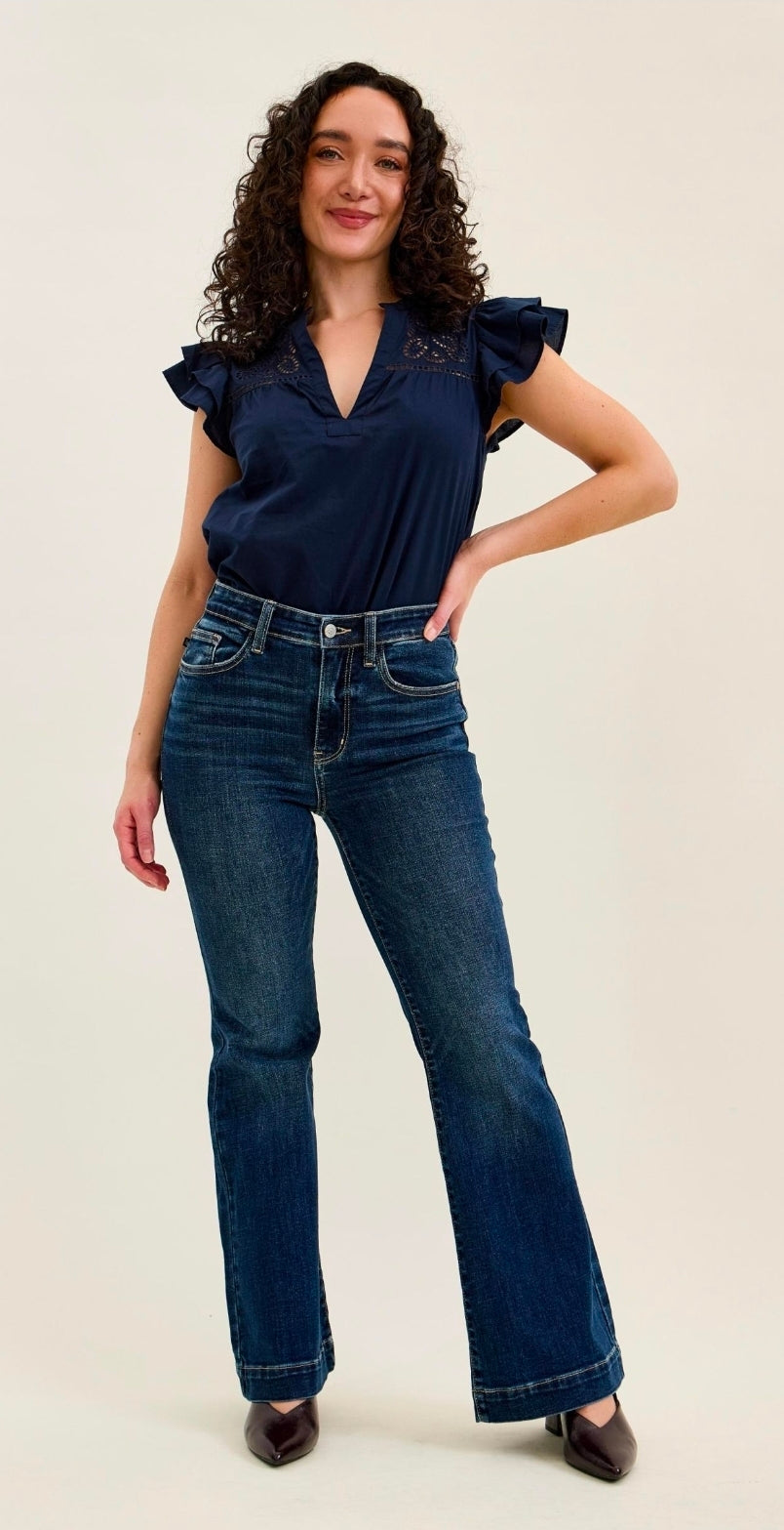 Petite Judy Blue High Waisted Trouser Flare