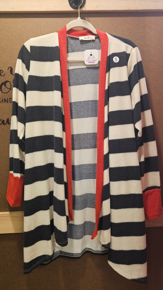 Black/red stripe cardigan