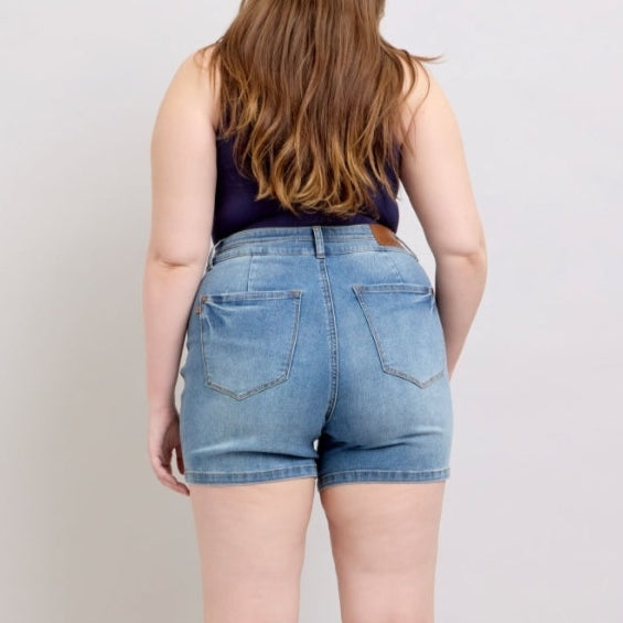 Plus Tummy Control Cool Denim Shorts