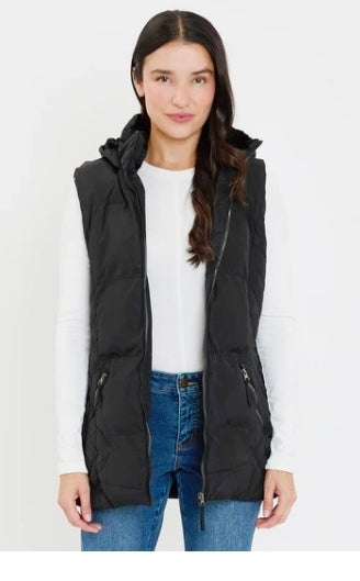 Long Black Vest with Hood