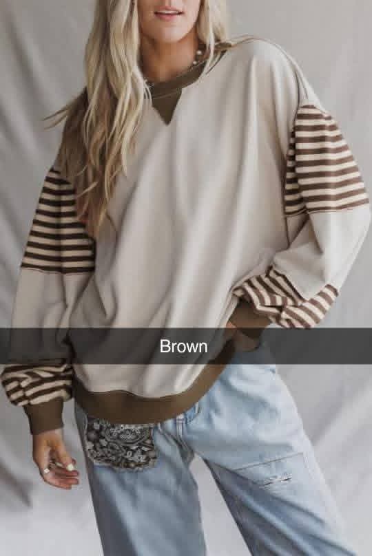Brown color block sweatshirt