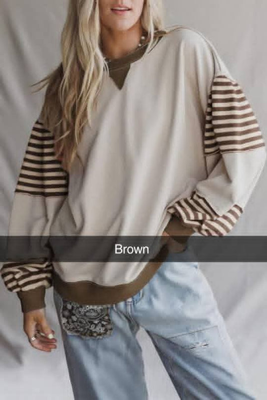 Brown color block sweatshirt