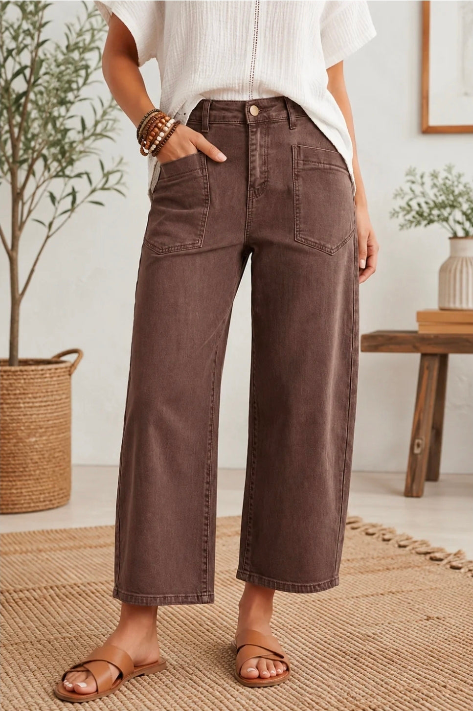Brown barrel jeans