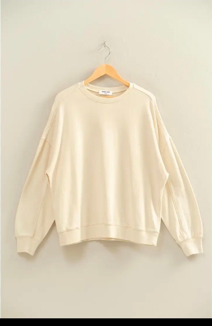 Cream acid wash oversized sweatshirt
