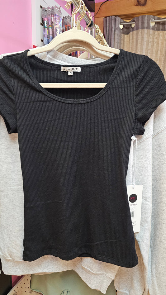 Black Ribbed T-shirt