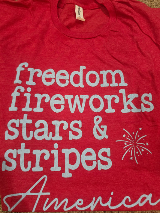 Freedom and fireworks tee