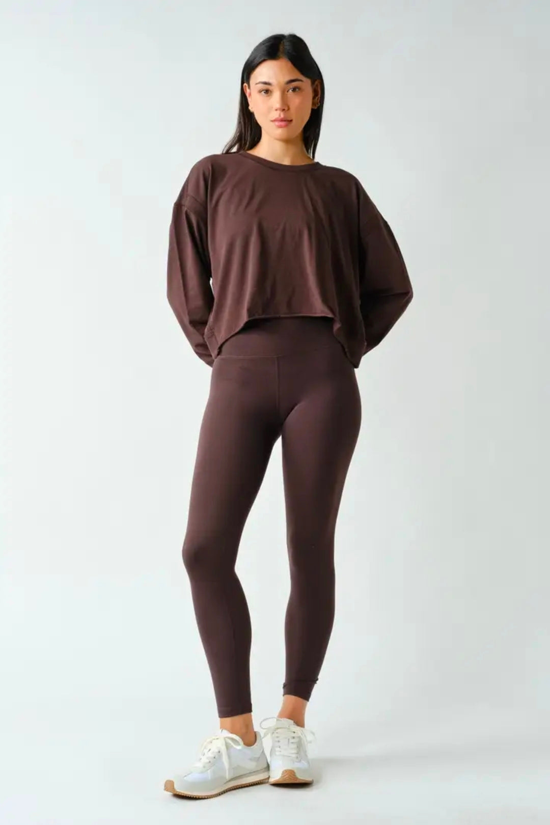 Taupe Open Back Long Sleeve Top