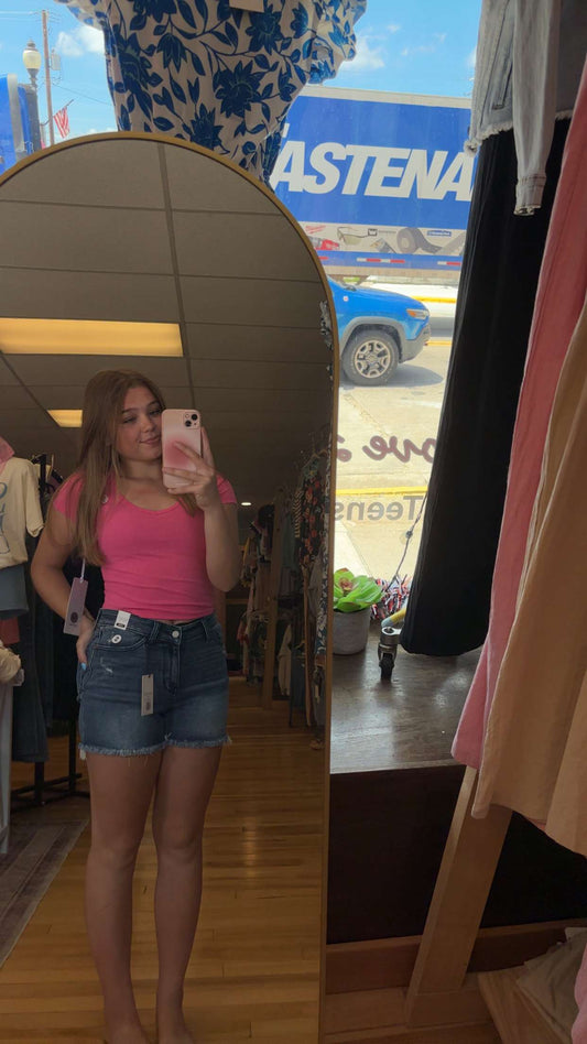 Pink Rib Vneck