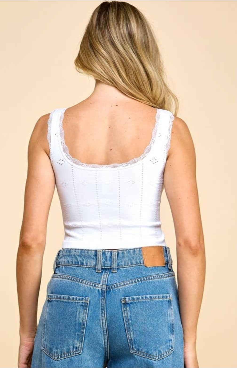 White Lace Crop Tank