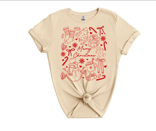 Tan/Red Merry Christmas Tee