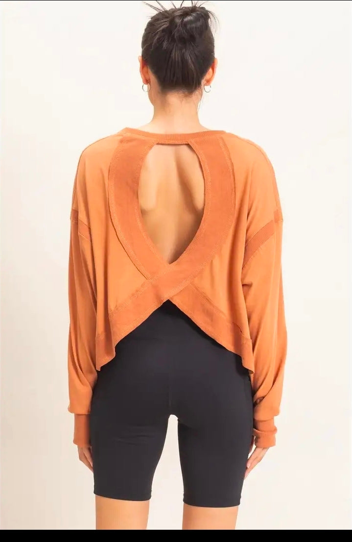 Sienna brown open back top
