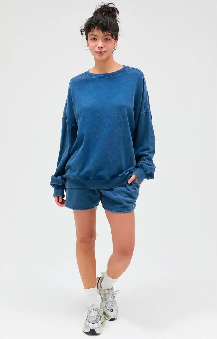 Cream acid wash oversized sweatshirt