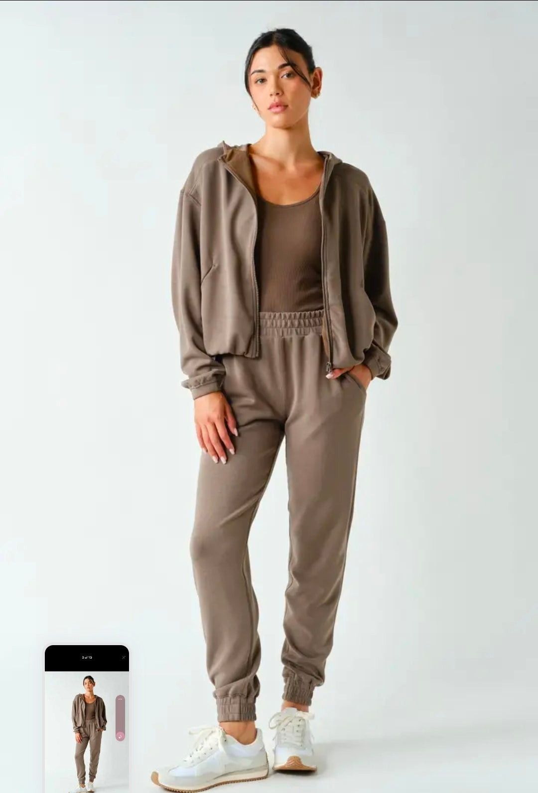 Taupe zip up hoodie