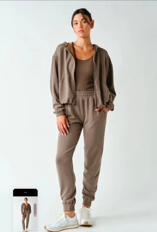 Taupe zip up hoodie